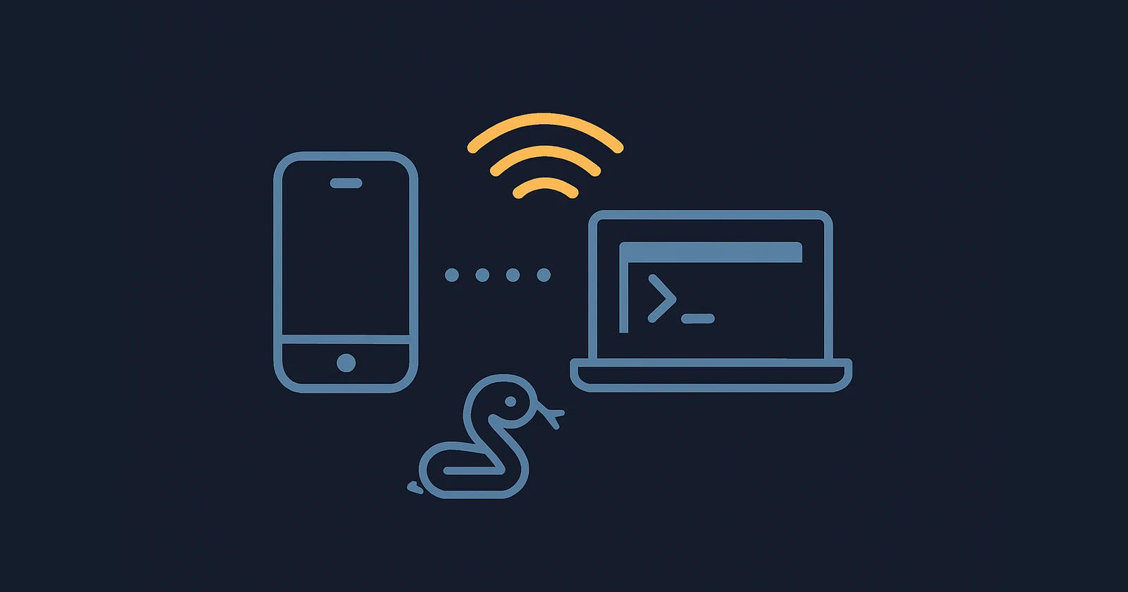 スマートフォンとノートPCが無線でつながるイラスト